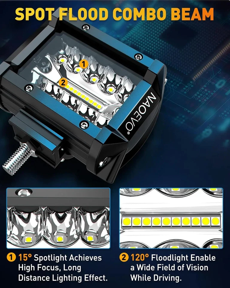 4 polegadas 2 peças luzes LED pod combo ponto inundação luzes LED neblina direção 4x4 luzes de trabalho - Imagem 4 de 4