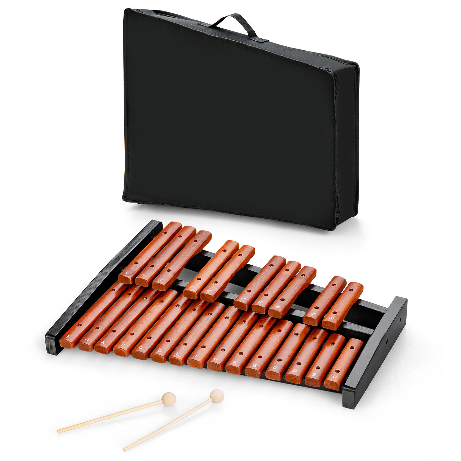 Costway 25 Note Xylophone Percussion Educational Wooden Instrument w/ 2 Mallets