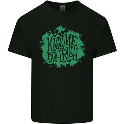Kiss Me I M Irisch Lustig St Patricks Day Herren Baumwolle Maglietta T-Shirt