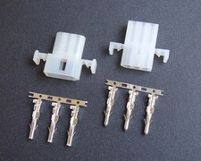 2 Pairs 3 Pin Way .093" Pins Molex Connector w/14-20 AWG Crimp Plug Panel Mount