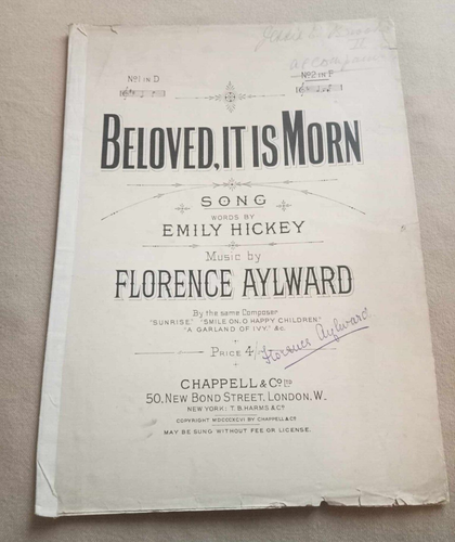 Partituras victorianas vintage: Beloved It Is Morn 1896 Florence Aylward
