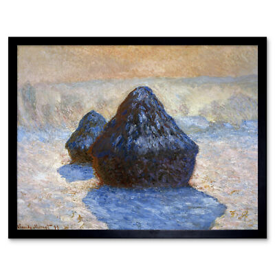 Claude Monet Heuhaufen Schnee Effekt Kunstdruck gerahmt 12x16