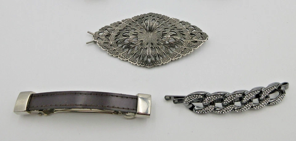 LOTE DE COLECCIÓN NIÑA DAMA PELO Clip Pasador Banda Goma Estrás Transparente Tono Plateado Foto 4 de 4