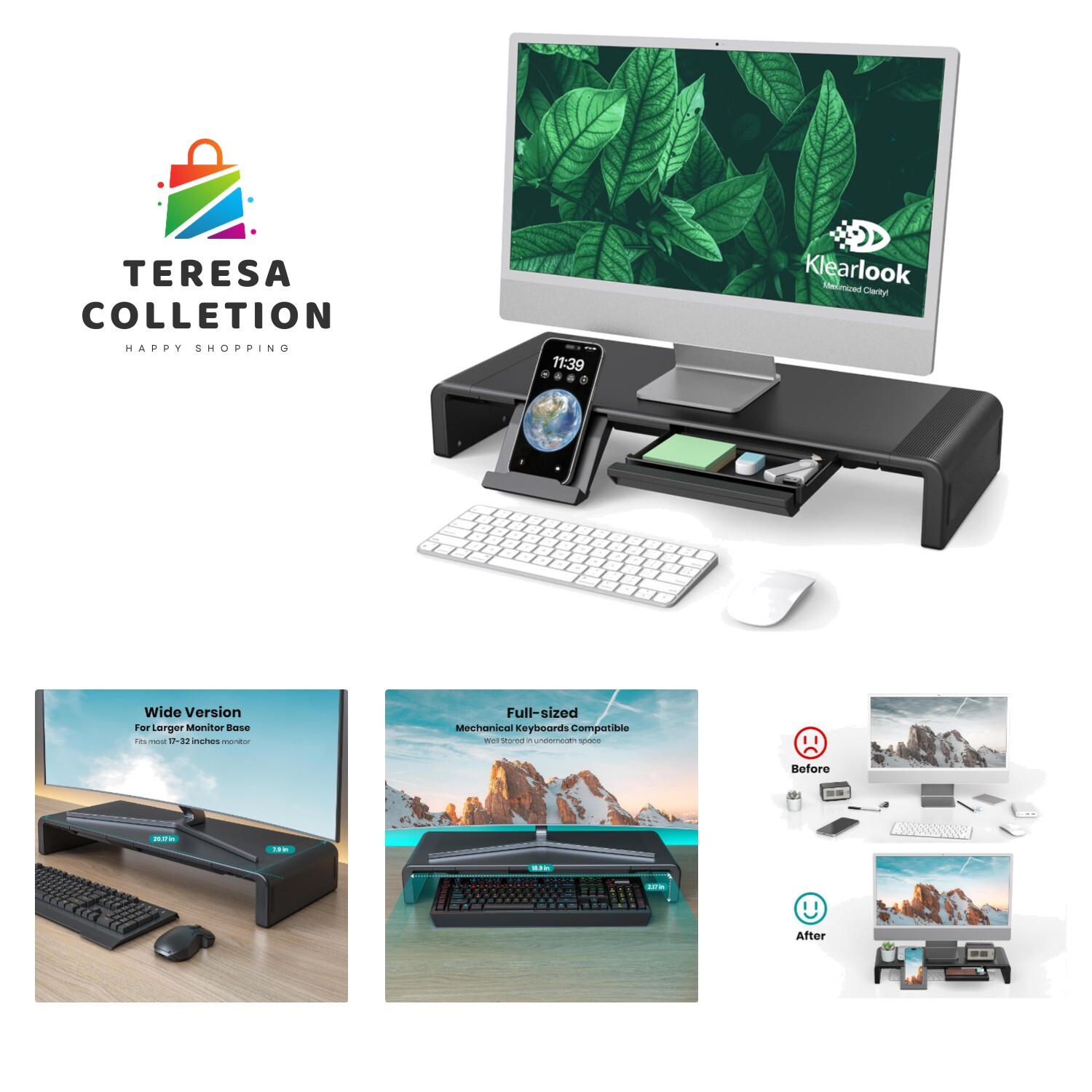 Monitor Stand Riser: Width, Sturdy & Stable, Smart Organizer, Multi-functional-image