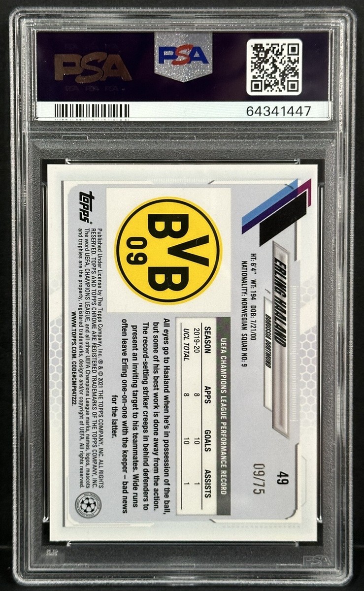 2020-21 Topps Chrome Sapphire UCL Erling Haaland SP Green Jersey