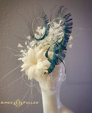 Kentucky Derby Fascinator Cream White Royal Ascot Hat Cocktail Teal Bridal Hat