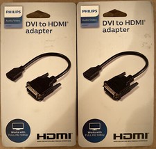 Philips DVI to HDMI Pigtail Adapter Black - NEW Lot Of 2