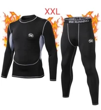 Mens Soft Fleece Lined Compression Long Johns Base Layer Thermal Underwear XXL 