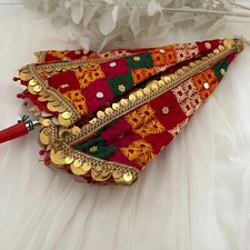 Wedding Mehndi Party Decor Indian Hand embroidered Sun Umbrella Cotton UK SELLER