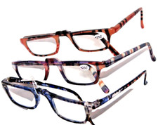 3 pair Reading Glasses Lady delux fashion variety colors readers Power 2.50