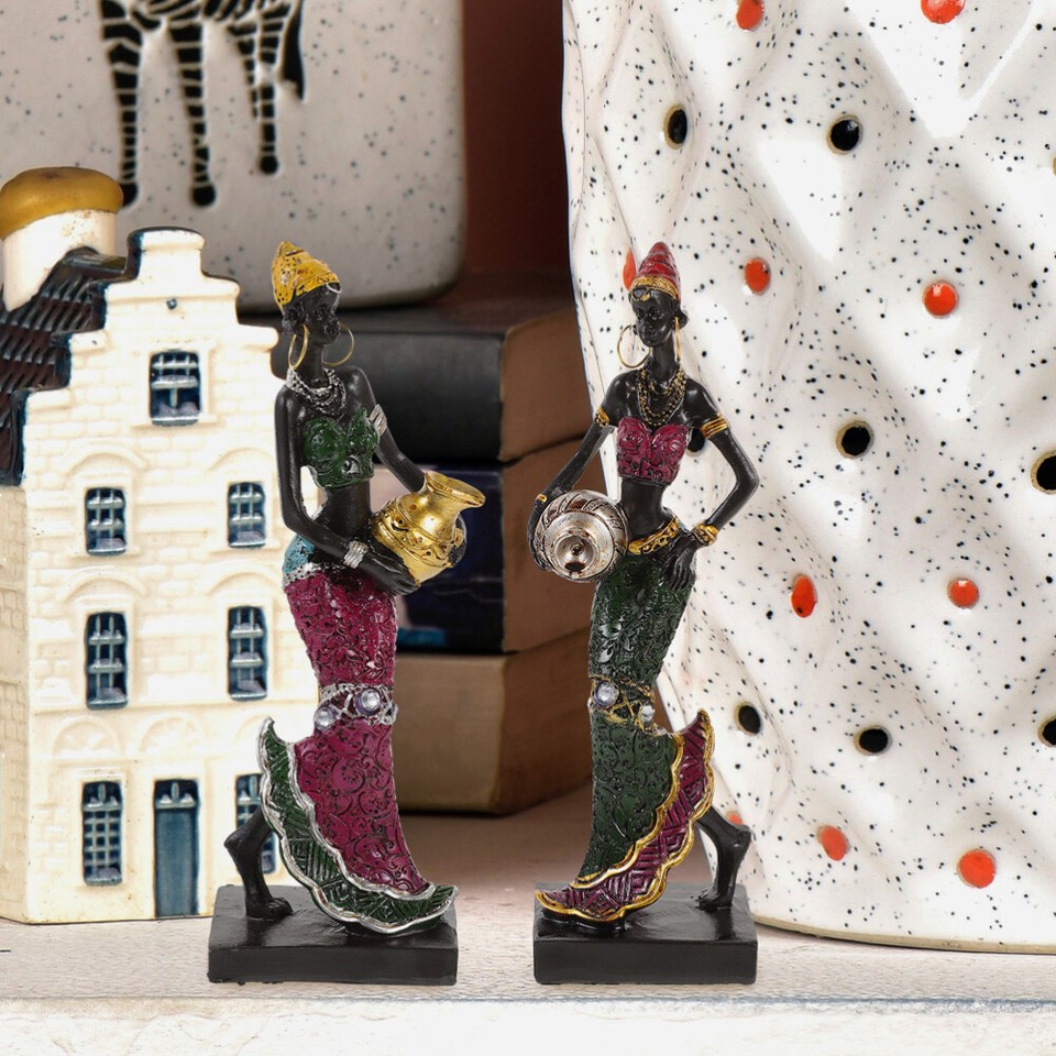 Resin African Figurines African Women Sculpture Creative Vintage Gift