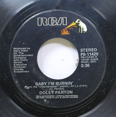 Country 45 Dolly Parton - Baby I'M Burnin'' / I Really Got The Feeling On Rca