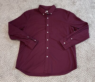 American Eagle Long Sleeve Shirt Red (Men s Large) Button Up Classic Fit Pocket