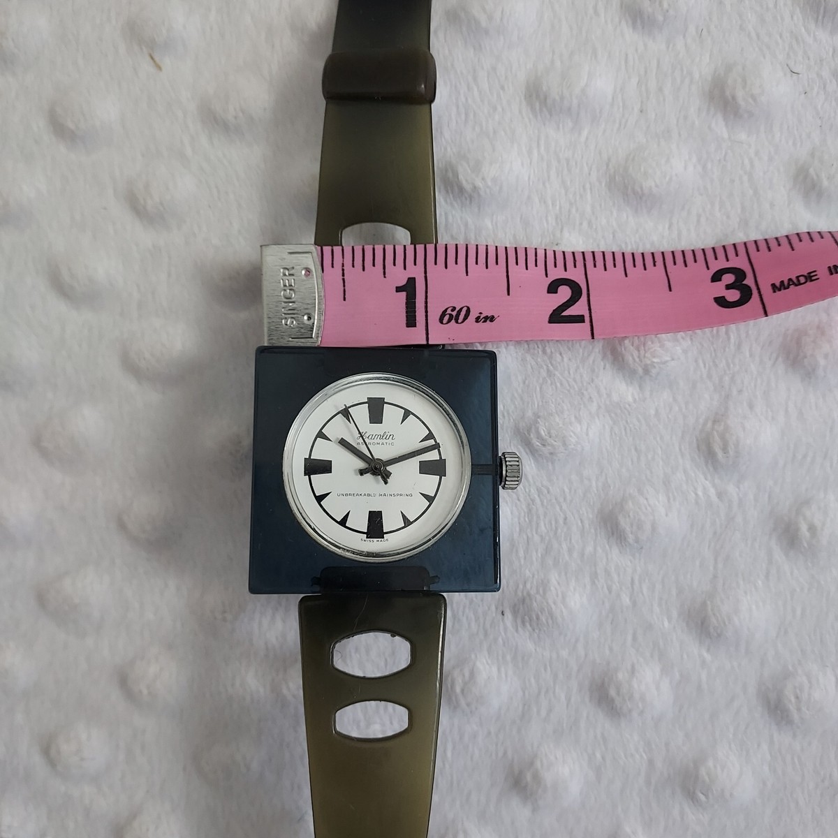 90s Hamlin Black Watch Astromatic Square Swiss Unbreakable Mainspring Chancellor 90s Hamlin Black Watch Astromatic Square Swiss Unbreakable  main image 4