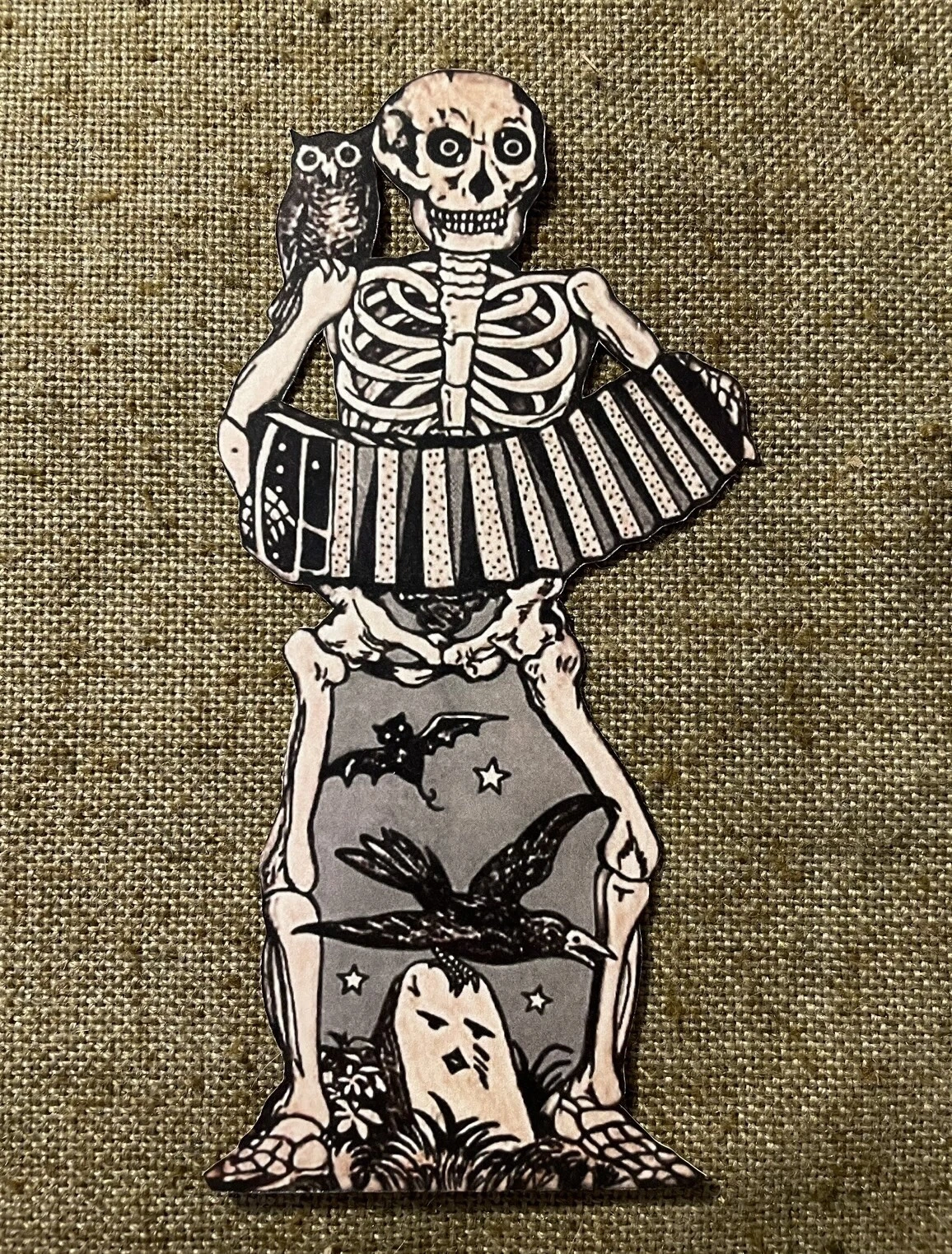 U Pick Vintage Inspired Skeleton Plays Accordion Halloween Cardstock Decoration