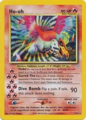 Ho-oh - 7/64 - Holo Rare - Unlimited Edition DMG, English Pokemon 
