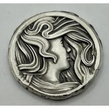 1 oz MK BarZ "Majestic Flow" Art Nouveau Lady Stamped .999 Fine Silver Bar
