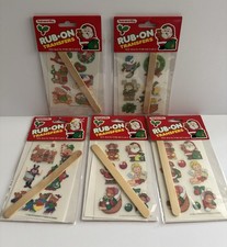 NOS Vtg Christmas Rub On Transfers 5 Sets 1996 Noteworthy Taiwan Scrapbooking