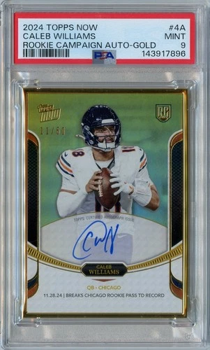 2024 Topps Rookie Campaign Caleb Williams GOLD Rookie Auto #'D 11/50 #4A PSA 9