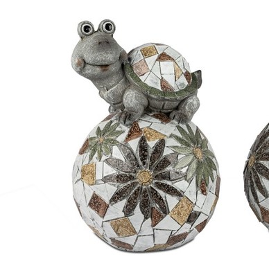 Dekofigur Schildkröte MOSAIK PREMIUM auf Kugel H. 30cm grau Formano Garten WA