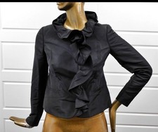 Valentino Red Black Ruffled Jacket sz S
