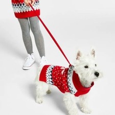 Large NWT Dog Puppy Holiday Red Fair Isle Warm Winter Sweater