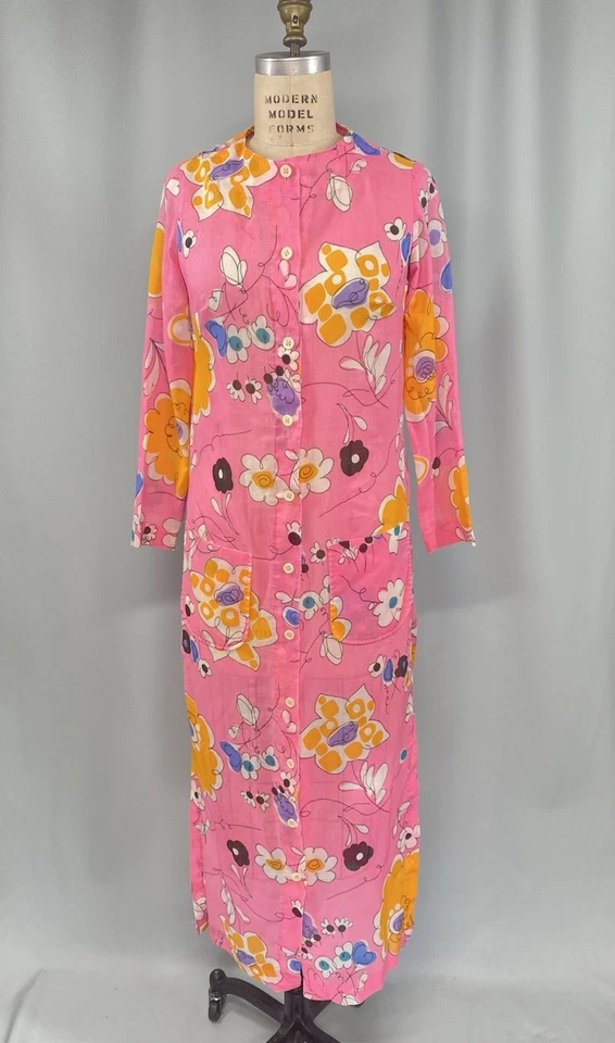 Vestido bata vintage TALLA PEQUEÑA rosa floral PUERTO CASUALS AÑOS 60 70 ROXANNE Foto 4 de 4