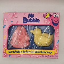 Vintage 1997 Mr Bubble and Buddy the Duck Bath Soap Set RARE