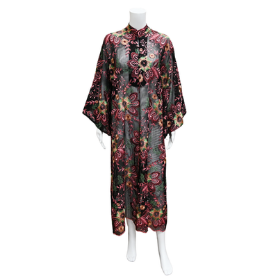 #ad LA VIE STYLE HOUSE Floral Embroidery Kaftan Maxi Dress Size O S $569.25