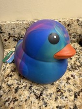   Squeezy Tie Dye Rubber Duck Squishy Sensory Fidget Toy Multicolor Blue NWT  