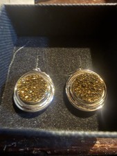 925 Sterling Silver Golden Druzy Drop Earrings EA East Arts Jewelry - Leverback
