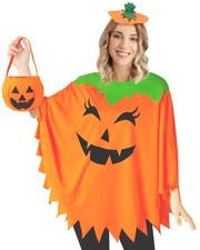 3 PCS Pumpkin Costume for Women,Halloween Pumpkin Poncho for Adults,Halloween...