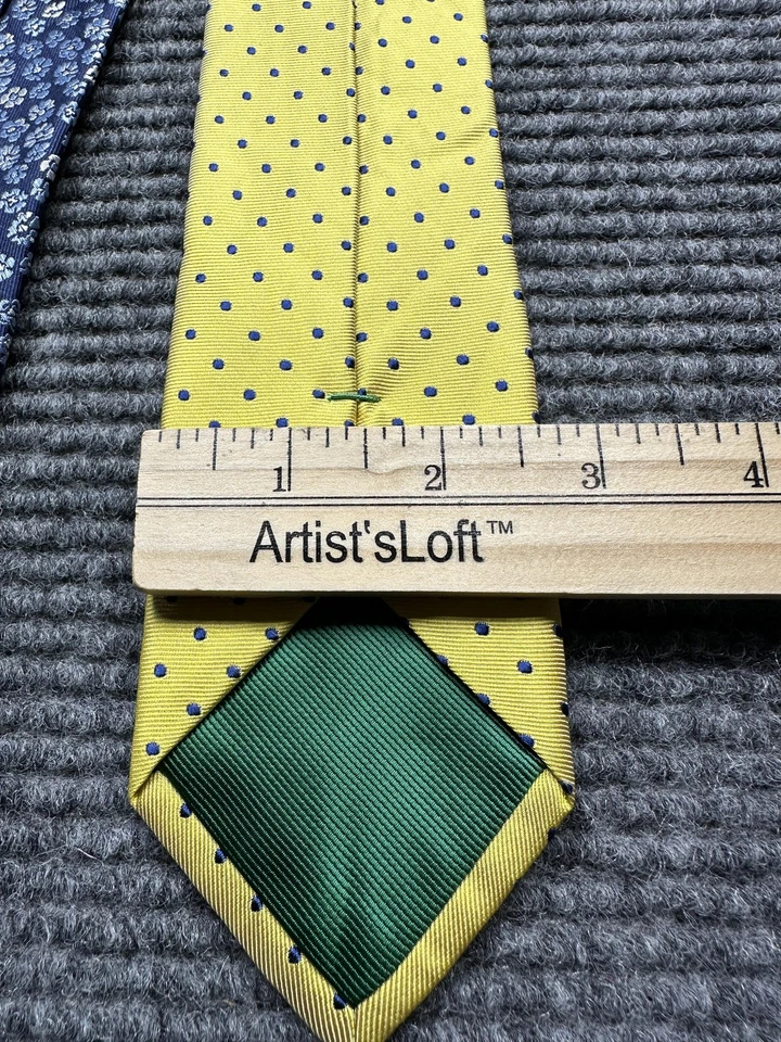 Tommy Hilfiger Corbatas Para Hombre Lote de 3 Seda Azul Amarillo Cuadros Lunares Florales Foto 3 de 4