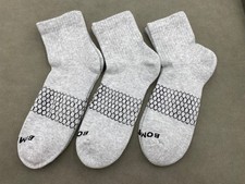 3 Pairs Bombas Men Gray All-Purpose Performance Quarter Socks Size Large9-13