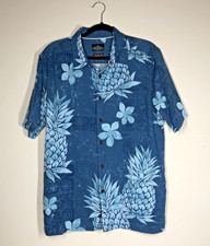 Quicksilver Waterman Collection Shirt Mens Sz M Comfort fit Blue Hawaiian Vacay