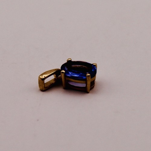 Solid 9k Yellow Gold AA Tanzanite Oval Cut Solitaire Pendant 0.750 Ct - Picture 8 of 16