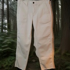 Gap Women  s High-Rise Straight Cream Pants Size 6 Frayed Hem