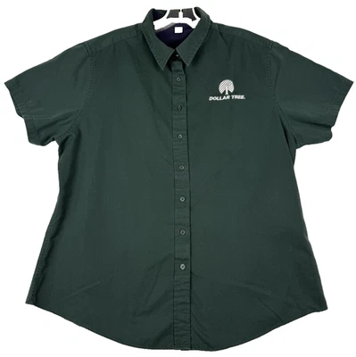 Dollar Tree Uniform Womens XL Green Button Front Shirt Port Authority - Image 1 of 4
