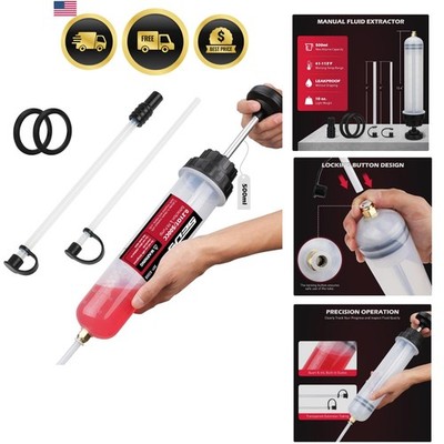 Fluid Extractor Oil Syringe Pump 500cc Multi-Purpose Hand Siphon for Automotive