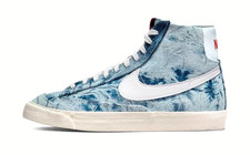 NEW WOMENS NIKE BLAZER MID 77 WASHED DENIM BLUE ATHLETIC SNEAKER SHOES - Sz 7.5