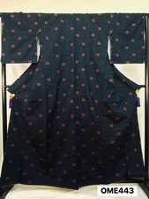 Kimono KimonoShinshu pongee Tsumugi lined pure silk with basting thread navy blu