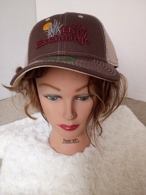 The Hay Exchange Trucker Hat Snapback Cap Brown Khaki Mesh Farm Agriculture FL