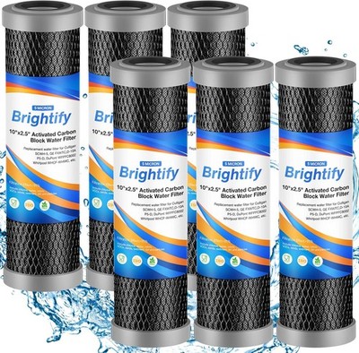 Brightify 10''x2.5'' 5 Micron Carbon Water Filter, Whole House Carbon CTO Water Fi