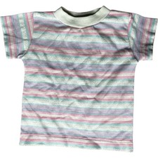 Vintage Health-tex Toddler 2T Striped T-Shirt Pink Purple Blue Made in USA 80s