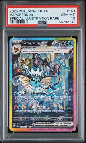 2025 POKEMON PRE EN-PRISMATIC EVOLUTIONS #149 VAPOREON EX PSA 10