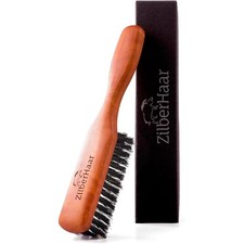 ZilberHaar Stiff Boar Bristle Beard Brush for Men's Grooming - Straightens