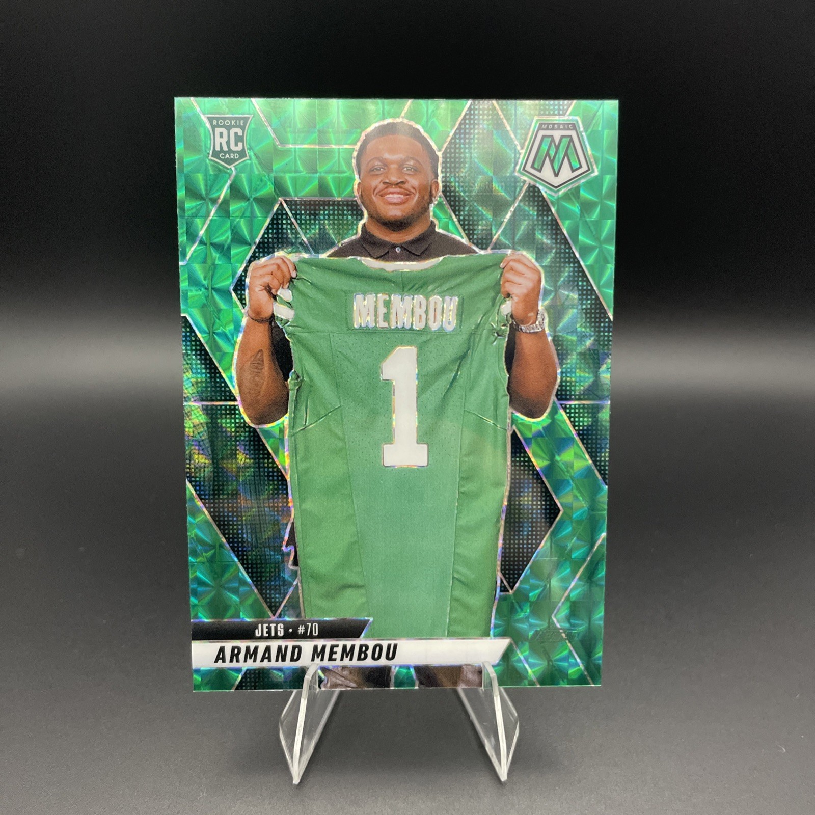 2025 Panini Mosaic Armand Membou RC Green Mosaic Prizim Color Match #358 NY Jets