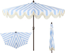Half Umbrella UMB1201C Beverly 9 Ft. Designer Classic Scalloped Fringe Market Pa