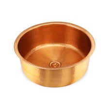 16in Round Handmade Hand Hammered Copper Bathroom Vessel Sink 40cm, Kitchen Sink