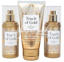 Bath  Body Works Touch of Gold Mini Travel Fragrance Mist Spray Body Cream 3 pc